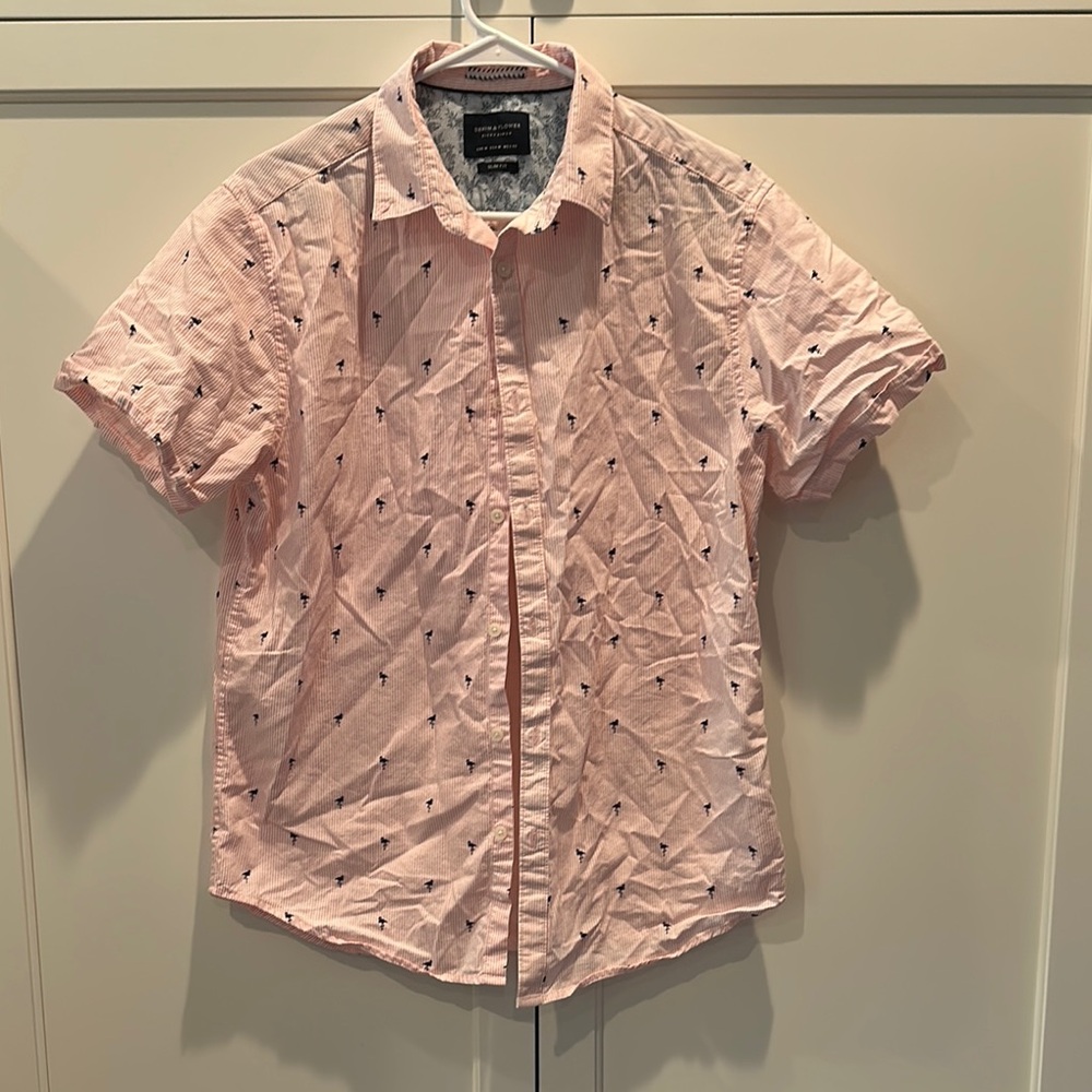 Denim & Flower Pink Polo Shirt- Slim Fit